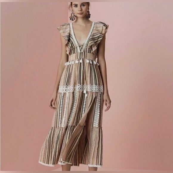 Hemant & Nadita Striped Long Dress - Picture 1 of 3